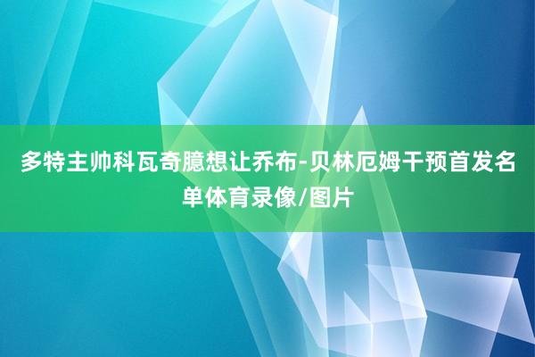 多特主帅科瓦奇臆想让乔布-贝林厄姆干预首发名单体育录像/图片