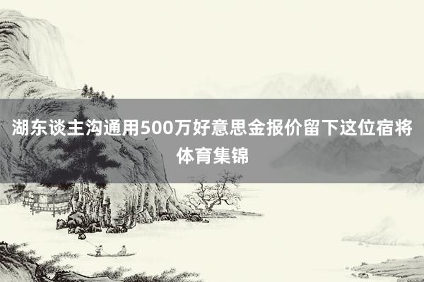 湖东谈主沟通用500万好意思金报价留下这位宿将体育集锦