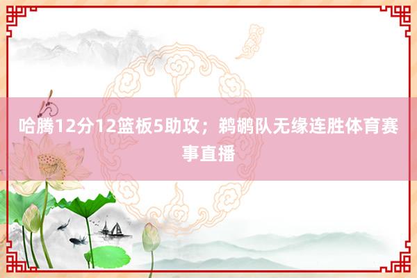 哈腾12分12篮板5助攻；鹈鹕队无缘连胜体育赛事直播